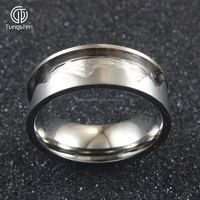 8mm Silberner Flacher Edelstahl Unisex Trendiger Bergmuster-Kanalring DIY Ehering Blanko Einlege-Ring