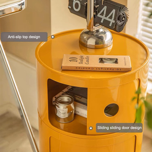 Table <span class=keywords><strong>de</strong></span> chevet ronde multifonctionnelle rose nordique avec 3 tiroirs Étagère <span class=keywords><strong>de</strong></span> rangement moderne en ABS pour chambre à coucher - Product Image 3