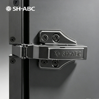 Charnière de porte en verre à cadre en titane noir, fermeture amortie hydraulique pour armoire de cuisine et salle de bain, design industriel