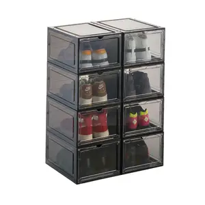 플라스틱 자석 Foldable 선반 신발 공간 상자 내각 현대 투명한 Shoebox 신발 저장 상자