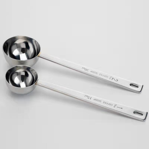 Juego de 2 cucharas medidoras de café de primera calidad - <span class=keywords><strong>1</strong></span> <span class=keywords><strong>cucharada</strong></span> (15 ml) y 2 cucharadas (30 ml) - Cucharas medidoras de café de acero inoxidable - Product Image 2