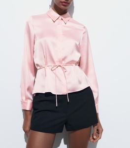 ZA printemps nouvelle robe pour femmes de style europé<span class=keywords><strong>en</strong></span> ceinture <span class=keywords><strong>rose</strong></span> décorée taille <span class=keywords><strong>soie</strong></span> Satin Texture <span class=keywords><strong>chemise</strong></span> - Product Image 2