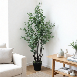 Arbre d'<span class=keywords><strong>eucalyptus</strong></span> artificiel de qualité supérieure de 114 cm avec <span class=keywords><strong>pot</strong></span>, faux sol, arbres artificiels <span class=keywords><strong>pour</strong></span> la décoration des arbres dans la maison, le salon, le jardin - Product Image 6