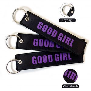 Free Design <b>Custom</b> Fabric Brand <b>Key</b> Ring Embroidered Double Sided logo Personalize Woven Printed Embroidery Keychain - Product Image 3