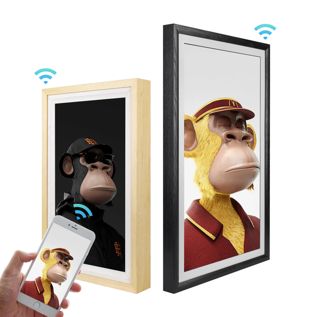 Latest Trend 21.5Inch 4K Smart Nft Display Wifi Wood Digital Photo Frames