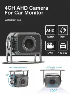 10.36 Inch 4 Channels Split Screen Car MP4 DVR Recorder Monitor With AHD Front Rear Backup Camera For Truck/Bus