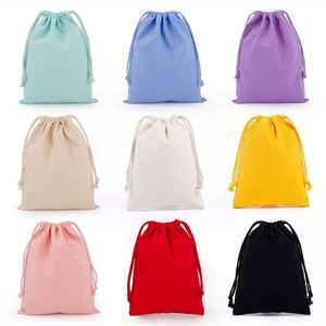 Eco-Friendly Organic Cotton Drawstring Dust <b>Bag</b> Colorful Canvas Retail Packaging Pouch with Double Strings - Product Image 1