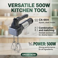Mixeur Plongeant Sans Fil Rechargeable 800W avec Boîtier en Acier Inoxydable, Contrôle à Bouton Poussoir 2 Vitesses, Tasse à Mesurer en Verre