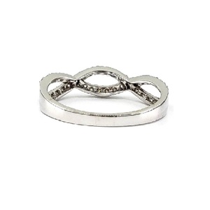 Simple Design 18k Solid White Gold Natural Black Diamond Infinity Twist Wedding Half Way Eternity Engagement Band Ring for Women - Product Image 2