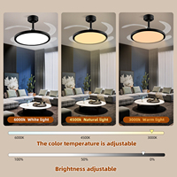 Ventilateur de plafond rétractable de 42 pouces avec lumière, moteur DC, 6 vitesses, réversible, moderne, décoratif, LED, dimmable