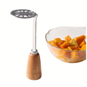 Stainless Steel Potato Mud Press Potato Press With Wooden Handle <b>Kitchen</b> <b>Gadgets</b> Auxiliary for Bean Vegetable Fruits Baby Food - Product Image 4