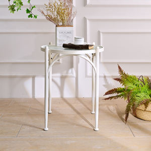 INNOVA European Style Modern Decorative Round Glass Top and White Metal Extendable Coffee Table for Living <b>Room</b> - Product Image 4