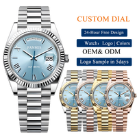 Montre personnalisée OEM avec logo, mouvement NH36, acier inoxydable, cristal saphir, fermoir caché, personnalisable, résistante à l'eau