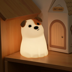Lámpara Nocturna de Silicona con Forma de Perrito, Linda Luz Nocturna de Silicona con Forma de Perro para Dormir, Recargable por USB, Decoración Colorida para Habitación de Bebés y Niños - Product Image 1