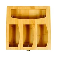 Bolsa de bambú Natural con cierre hermético, organizador de cajón, caja organizadora de madera personalizada