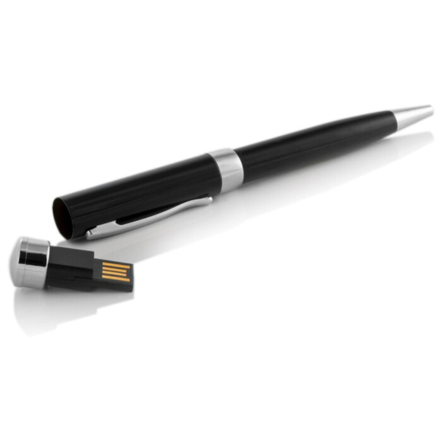 Cap-off Metal Pen USB Flash Drive Custom Logo Pen Pendrive 2 in 1 Ballpoint 8GB 16GB 32GB 64GB 128GB Pen USB Memory Stick