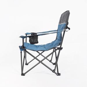 Outdoor Adjustable Height <b>Folding</b> Camping <b>Chair</b> with <b>Padded</b> Cushions Polyester Fabric and Metal Frame - Product Image 5