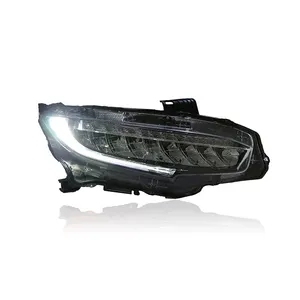 É adequado para Honda Civic 2016-2021 conjunto de faróis de dez gerações modificado com luz LED de alto equipamento