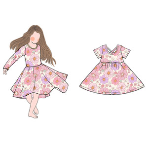 Vestido de Bambú/Algodón para Niñas, Modelo Cd-5-2, Corte en A, Manga Corta, Espalda Cruzada en X, para Bebés y Niñas Pequeñas - Product Image 4