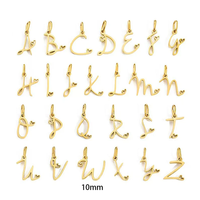 Breloques en acier inoxydable plaqué or, alphabet cursif, 26 lettres, personnalisables, pour la création de colliers, bracelets et bijoux.