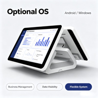 Terminal de point de vente tactile à double écran 15,6''+15,6'', gestion des commandes, caisse enregistreuse, système de point de vente, blanc, Windows, boutique