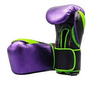 High Quality Purple Green Boxing Gloves PU Leather <b>Velcro</b> <b>Strap</b> MMA Training Sparring Gear - Product Image 2
