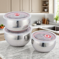 201 Boîte de rangement hermétique ronde étanche en acier inoxydable avec couvercle Boîte à lunch chauffante pour le bureau ou l'école