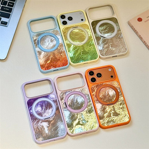 เคสโทรศัพท์แบบมีขาตั้งแม่เหล็กไล่เฉดสี Bling Gradient Ombre สำหรับ iPhone 17 16 15 14 Pro Max พร้อมที่ยึดแบบเลเซอร์ ฝาหลังลายเปลือกหอยสีรุ้ง IMD - Product Image 1