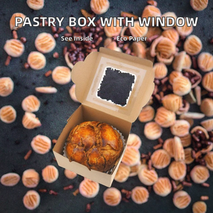 Emballage individuel pour pâtisserie MR Eco avec fenêtre transparente, pour beignets, mini-gâteaux, tranches de tarte, desserts à emporter, en papier kraft, sucre - Product Image 2