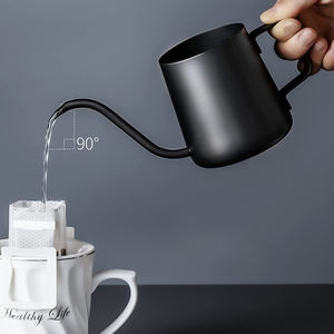 Hướng Dẫn Sử Dụng Đổ Qua Tay Nhỏ Giọt Nồi Đen Thép Không Gỉ Vòi Dài Miệng Khách Sạn Cổ Ngỗng Ấm Đun Cà Phê - Product Image 1