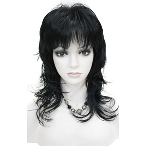 Parrucca Guangzhou consegna lupo taglio parrucca femminile coda di lupo nero Retro capelli lunghi ricci parrucca - Product Image 6