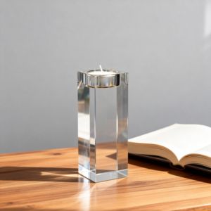 Portacandele Piccolo in Cristallo Trasparente Minimalista di Lusso, Decorazione Creativa per Matrimoni, Portacandele Vuoto Inciso al Laser 3D. - Product Image 4