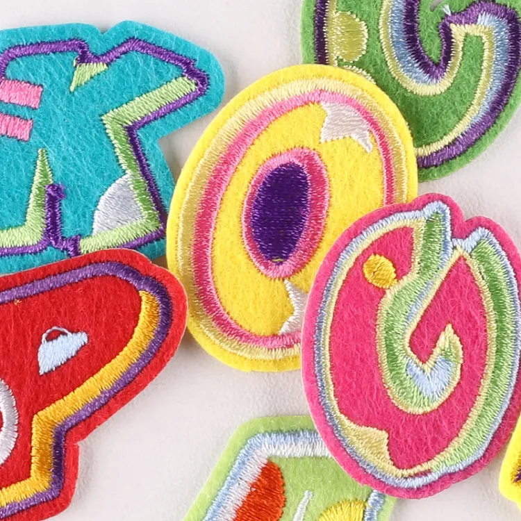 Iron on letters custom embroidered patches monogram script appliques cute mini multicolor 3D embroidered alphabet letter patches