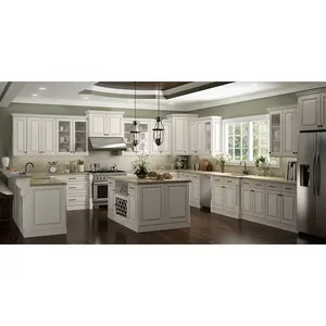 Proveedor de Fábrica, Diseño de Muebles de Cocina Personalizados, Gabinetes de Cocina Blancos Estilo Shaker, Lacados, Módulos de Cocina con Isla - Product Image 1