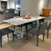 Gainsville Furniture Table de salle à manger de luxe en acrylique et marbre, design de pieds, forme unique, table à manger en marbre