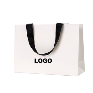 Customized Logo Size Design Luxury Paper <b>Bag</b> Gift <b>Packaging</b> <b>Bag</b> Beige Shopping Paper <b>Bag</b> With Ribbon Handle - Product Image 2