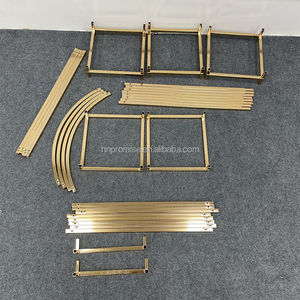 Promesa flor artificial estante dorado Pantalla de hierro forjado arcos marco chapado en oro decoración de fondo de boda - Product Image 4