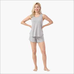 Conjunto de Pijama para Mujer con Logotipo Personalizado, Camiseta sin Mangas y Pantalones Cortos de Modal y Algodón - Product Image 1