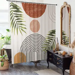 Modern Abstract Art Bohemian Bathroom Curtain Mid Century Vintage Luxury Boho Hook Shower Curtain