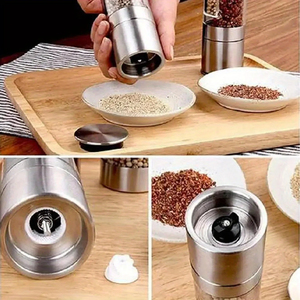 Mini moulin à sel et poivre manuel à pousser du pouce, transparent, avec ressort intégré, pour la maison, le camping et le barbecue - Product Image 4