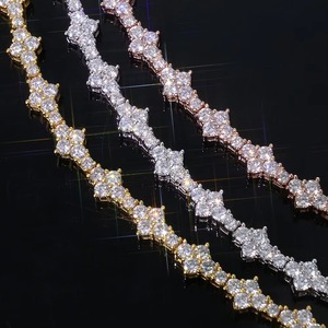 Best Luxury Exclusive 925 Sterling <b>Silver</b> VVS Moissanite Diamond Tennis Choker <b>Necklaces</b> Hip Hop Iced Out Pass Diamond Tester - Product Image 2