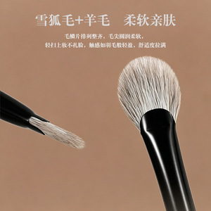 Pinceau illuminateur à manche en bois, poils d'animaux, forme éventail, pour éclaircir le teint et appliquer le maquillage - Product Image 2