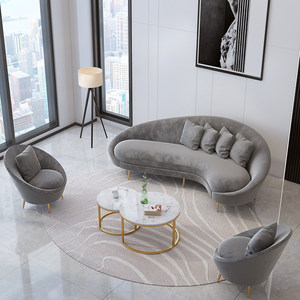 Ensemble <span class=keywords><strong>canapé</strong></span> et table basse en tissu créatif pour salon de beauté, éponge, design minimaliste moderne, forme irrégulière, aucun assemblage requis - Product Image 2