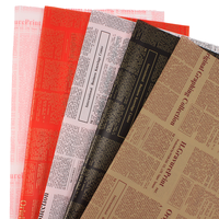 Feuilles d'emballage pour fleuriste avec impression de texte anglais multicolore, papier d'emballage pour bouquet de fleurs de style journal vintage pour cadeau floral