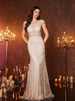 Robe de soirée formelle pour femme, col bateau, avec superposition en maille ornée de fausses perles et de paillettes, manches courtes, ourlet sirène, couleur unie, collection Printemps