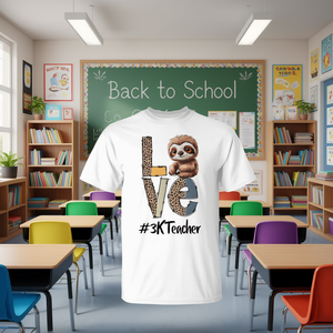 Camiseta Love Sloth 3K Teacher, unisex, cuello redondo, manga corta, ropa para el regreso a la escuela - Product Image 3