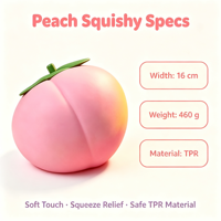 Grand jouet anti-stress souple en TPR en forme de pêche, taille géante, réaliste, mignon, portable, doux à presser, impression numérique, cadeaux de fête personnalisés