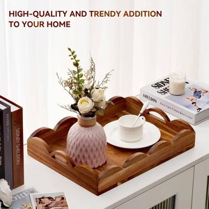 Bandeja de servir rectangular Baorui de madera de acacia de 15.74 pulgadas con asas para té, café, frutas y aperitivos en el hogar - Product Image 4