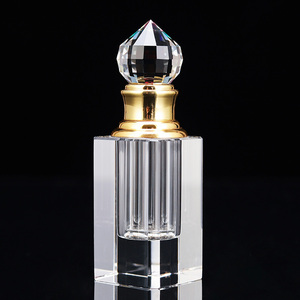 Small Bridge Luxury Fancy Art Style <strong>Empty</strong> Clear Square Crystal Glass Packaging Perfume Bottle with Gold Aluminum Crystal Ball - Product Image 1