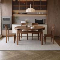 Walnuss Massivholz Esstisch-Stuhl-Set Moderner Minimalistischer Quadratischer Ausziehbarer Klappbarer Esstisch für Bar und Zuhause 10-Sitzer